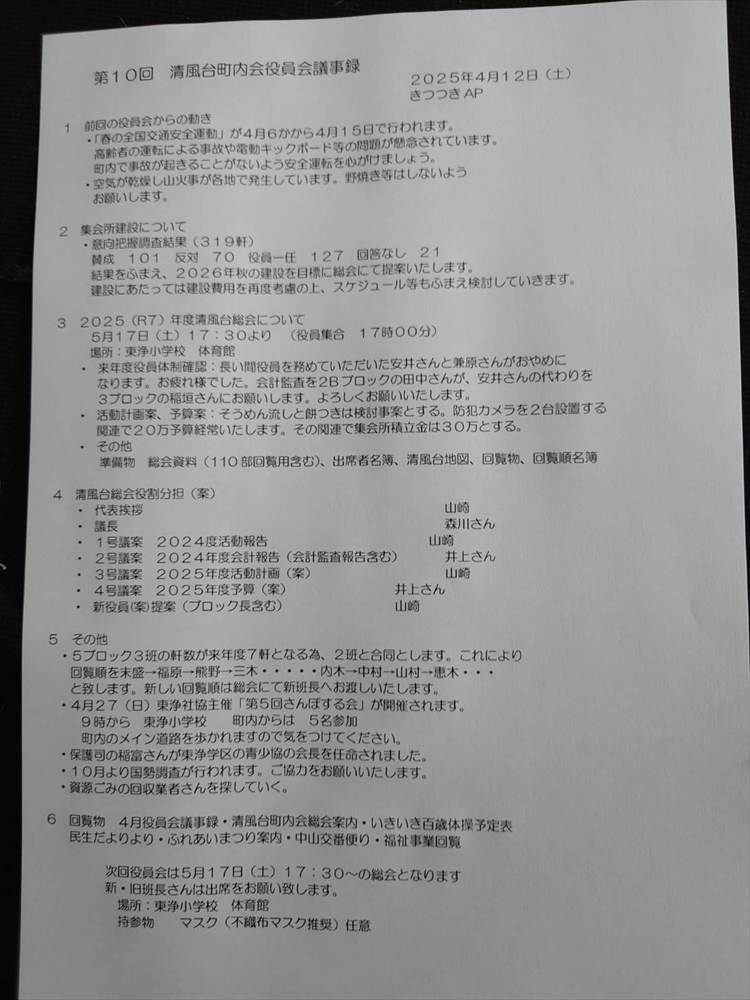 第10回役員会議事録