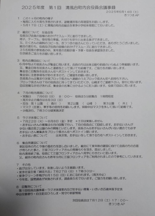 第1回役員会議事録