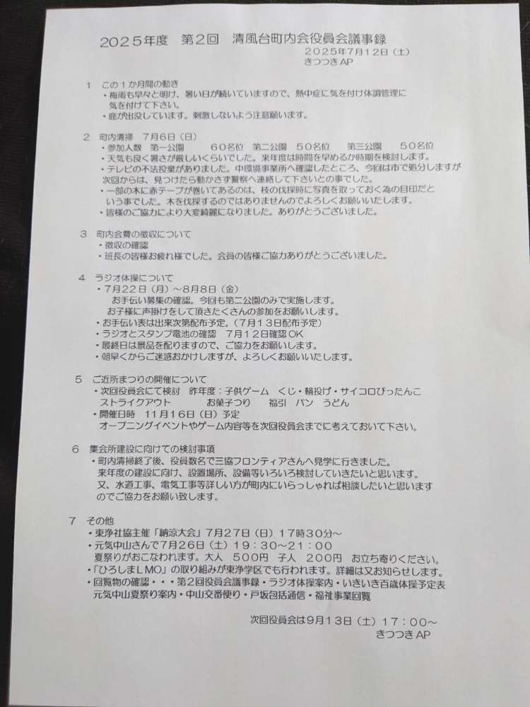 第2回役員会議事録