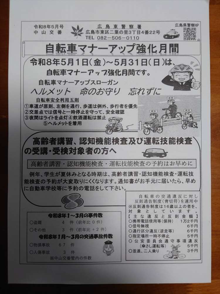 中山交番だより表