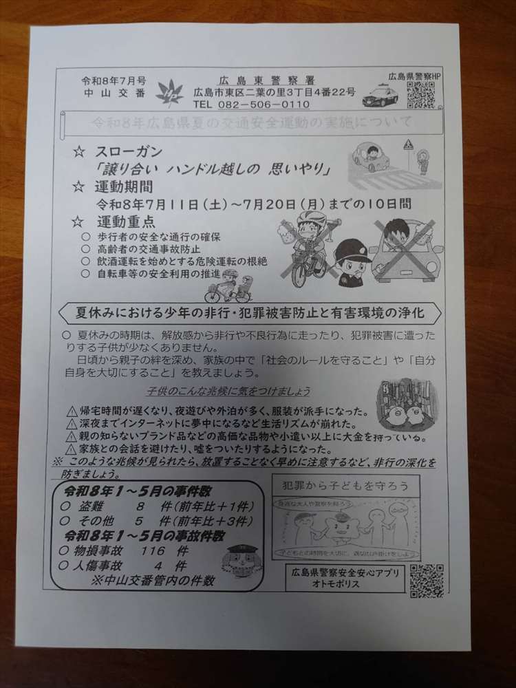 中山交番だより表
